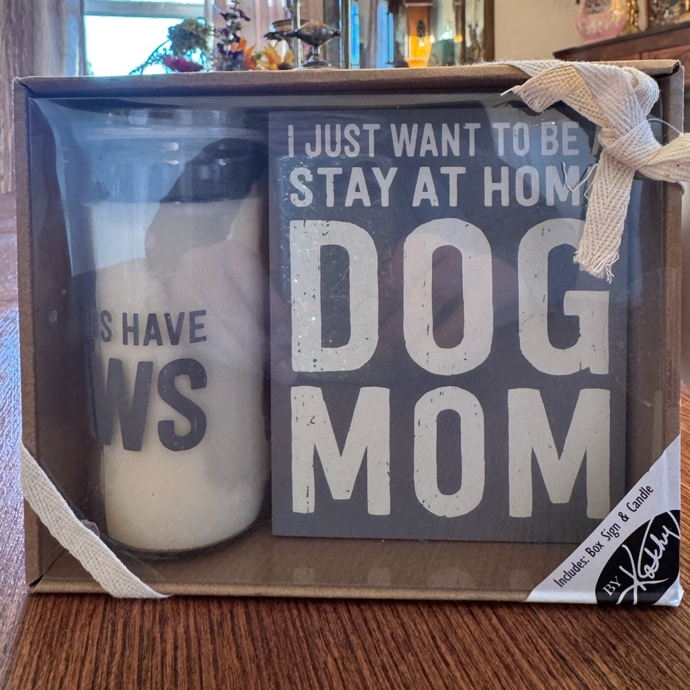Gift Box Set Box Wall Shelf Sign Jar Soy Candle Sage Dog Mom Kids Have Paws